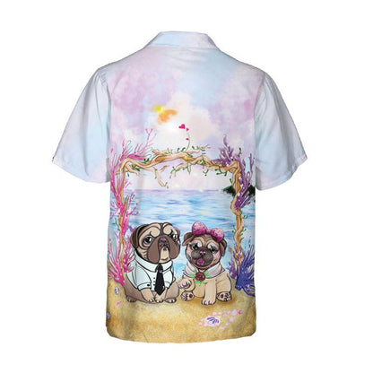 Pug Couple Aloha Hawaiian Shirts For Summer, Dog Valentine Couple Pug Lady Pug Dad Hawaiian Set For Men Women, Gift For Friend, Family, Dog Lovers - Amzanimalsgift