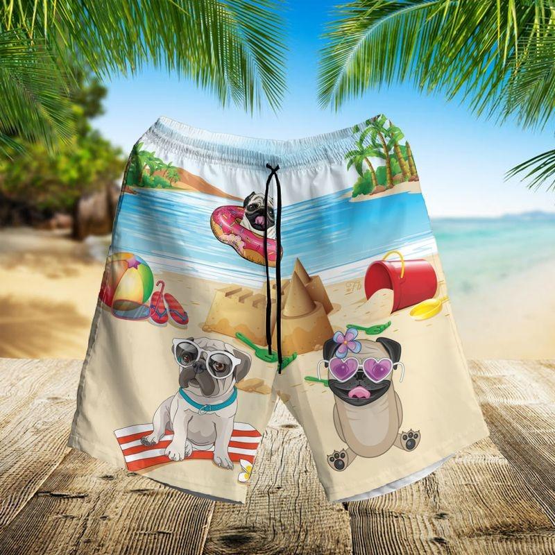 Pug Dog Aloha Hawaiian Shirt - Pug Dog Swimming Hawaiian Shirt, Funny Dog in Beach Hawaiian Shirt For Men & Women, Dog Lover - Amzanimalsgift