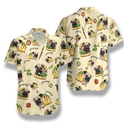 Pug Hawaiian Shirt, Adorable Taco Pugs Aloha Shirt For Men - Perfect Gift For Pug Lovers, Husband, Boyfriend, Friend, Family - Amzanimalsgift