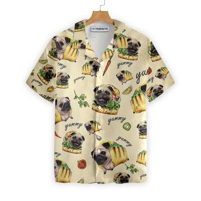 Pug Hawaiian Shirt, Adorable Taco Pugs Aloha Shirt For Men - Perfect Gift For Pug Lovers, Husband, Boyfriend, Friend, Family - Amzanimalsgift