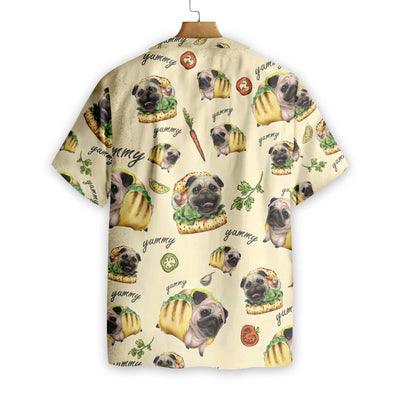 Pug Hawaiian Shirt, Adorable Taco Pugs Aloha Shirt For Men - Perfect Gift For Pug Lovers, Husband, Boyfriend, Friend, Family - Amzanimalsgift