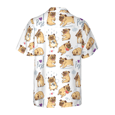 Pug Hawaiian Shirt, Cute Funny Pug Aloha Shirt For Men - Perfect Gift For Pug Lovers, Husband, Boyfriend, Friend, Family - Amzanimalsgift