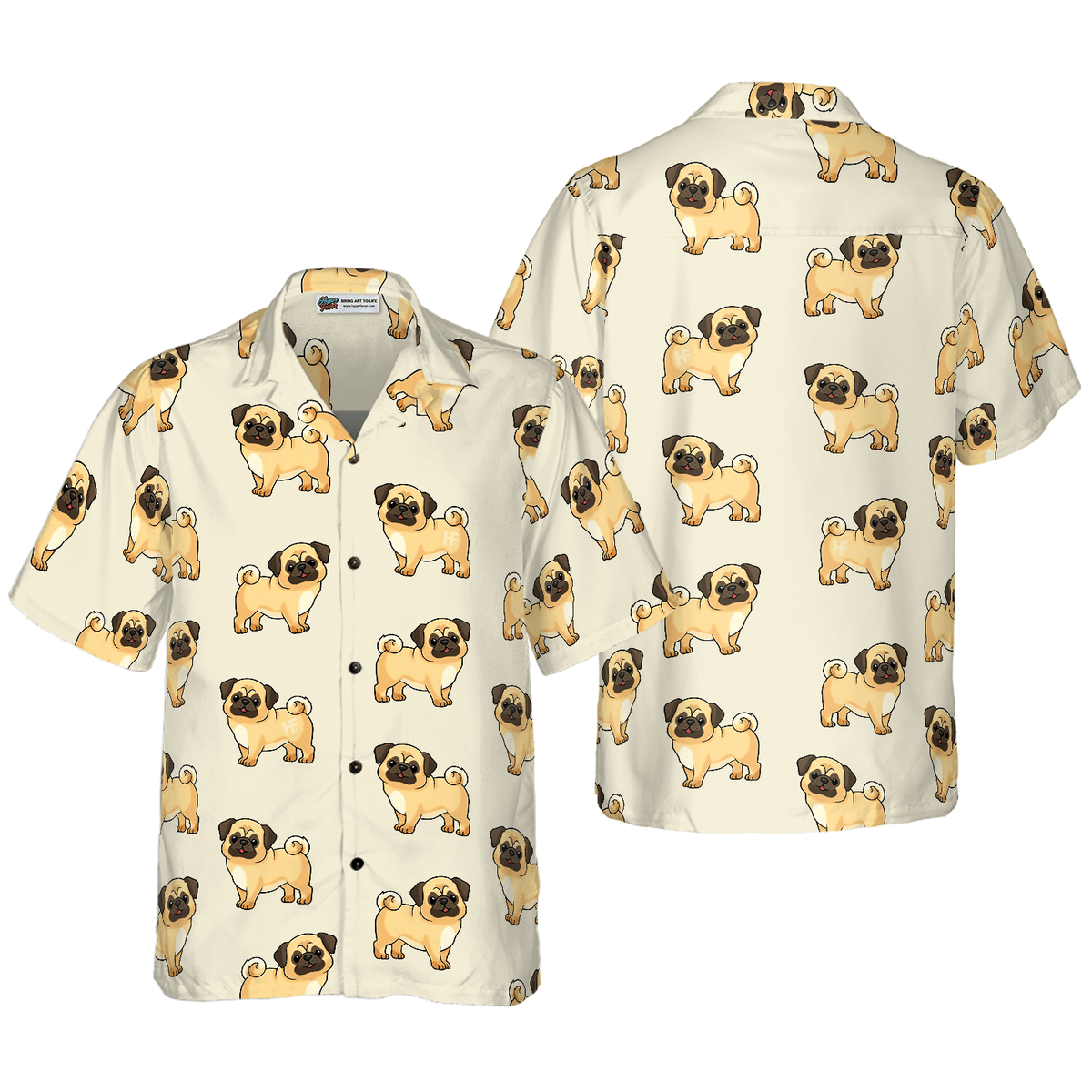 Pug Hawaiian Shirt, Cute Pug Aloha Shirt For Men - Perfect Gift For Pug Lover, Husband, Boyfriend, Friend, Family - Amzanimalsgift