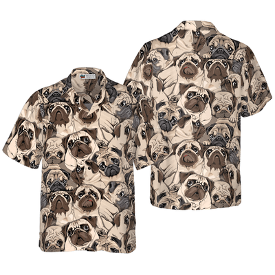 Pug Hawaiian Shirt, Pug Is My Life Aloha Shirt For Men - Perfect Gift For Pug Lovers, Husband, Boyfriend, Friend, Family - Amzanimalsgift