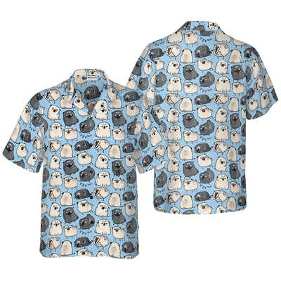 Pug Hawaiian Shirt, Pug Poses Blue Aloha Shirt For Men - Perfect Gift For Pug Lovers, Husband, Boyfriend, Friend, Family - Amzanimalsgift
