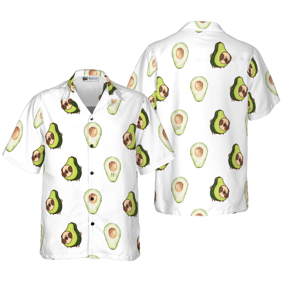 Pug Hawaiian Shirt, Pug Shirt, Avocado Seamless Dogs Aloha Shirt For Men - Perfect Gift For Pug Lover, Husband, Boyfriend, Friend, Family - Amzanimalsgift