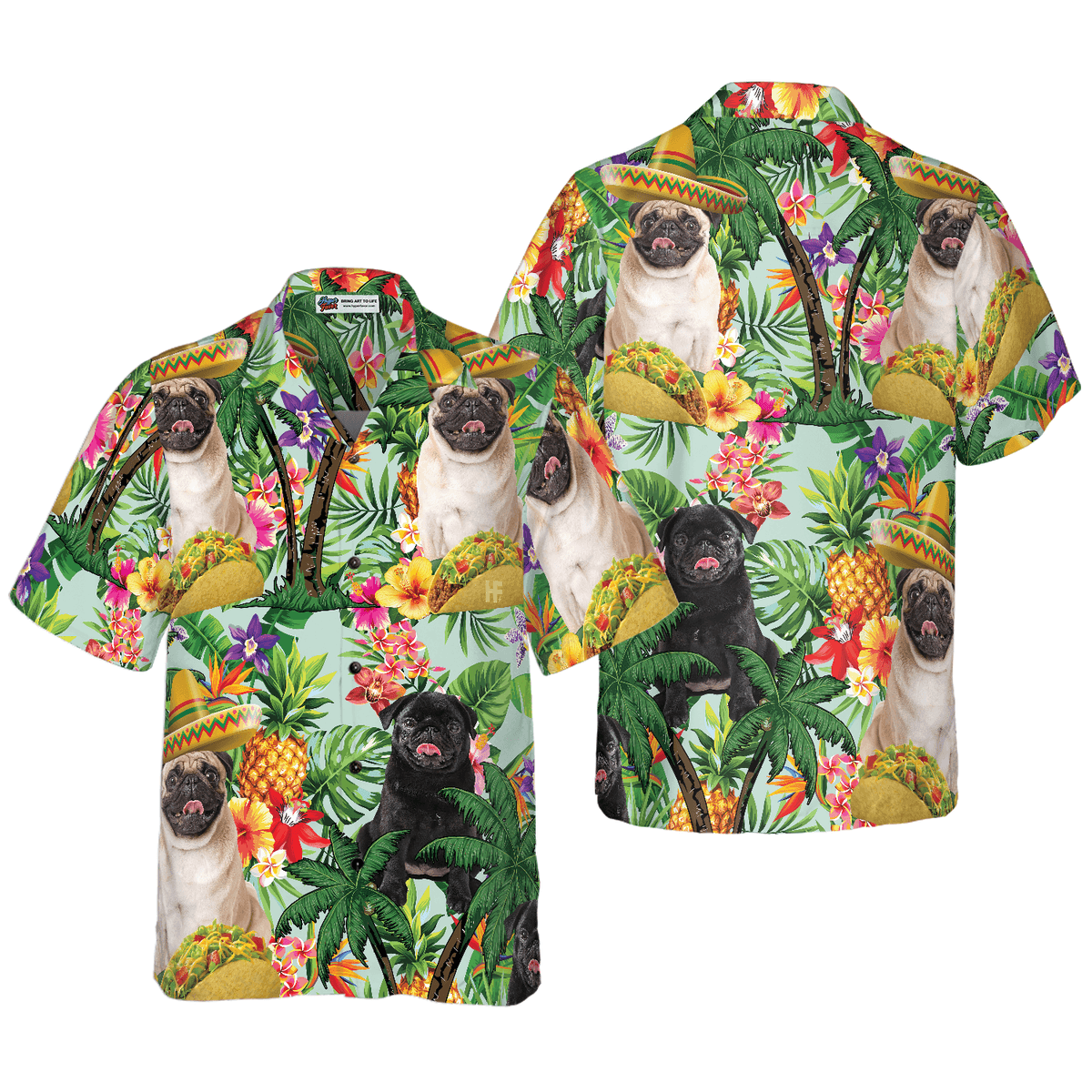 Pug Hawaiian Shirt, Tropical Summer, Tropical Fruit, Pug Are Ready For Summer Aloha Shirt For Men - Perfect Gift For Pug Lover, Husband, Boyfriend, Friend, Family - Amzanimalsgift