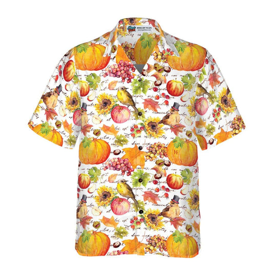 Pumpkin Hawaiian Shirt, Vintage Watercolor Thanksgiving Design Hawaiian Shirt - Perfect Gift For Lover, Friend, Family - Amzanimalsgift