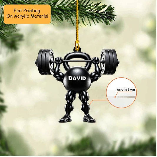 Personalized Christmas Gym Fitness Ornament, Train Hard Gym Fitness Christmas, Custom Ornament Christmas Gift, Keychain Gym Fitness Christmas, Car Ornament Gym Fitness Christmas
