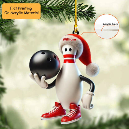 Personalized Bowling Ball Holding Pins Acrylic Ornament, Bowling Keychain, Car Ornament, Christmas Ornament Gifts