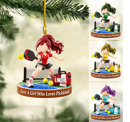 Personalized Pickleball Christmas Ornament, Just A Girl Who Loves Pickleball Court Setup, Custom Ornament Christmas Gift, Keychain Pickleball, Car Ornament Pickleball