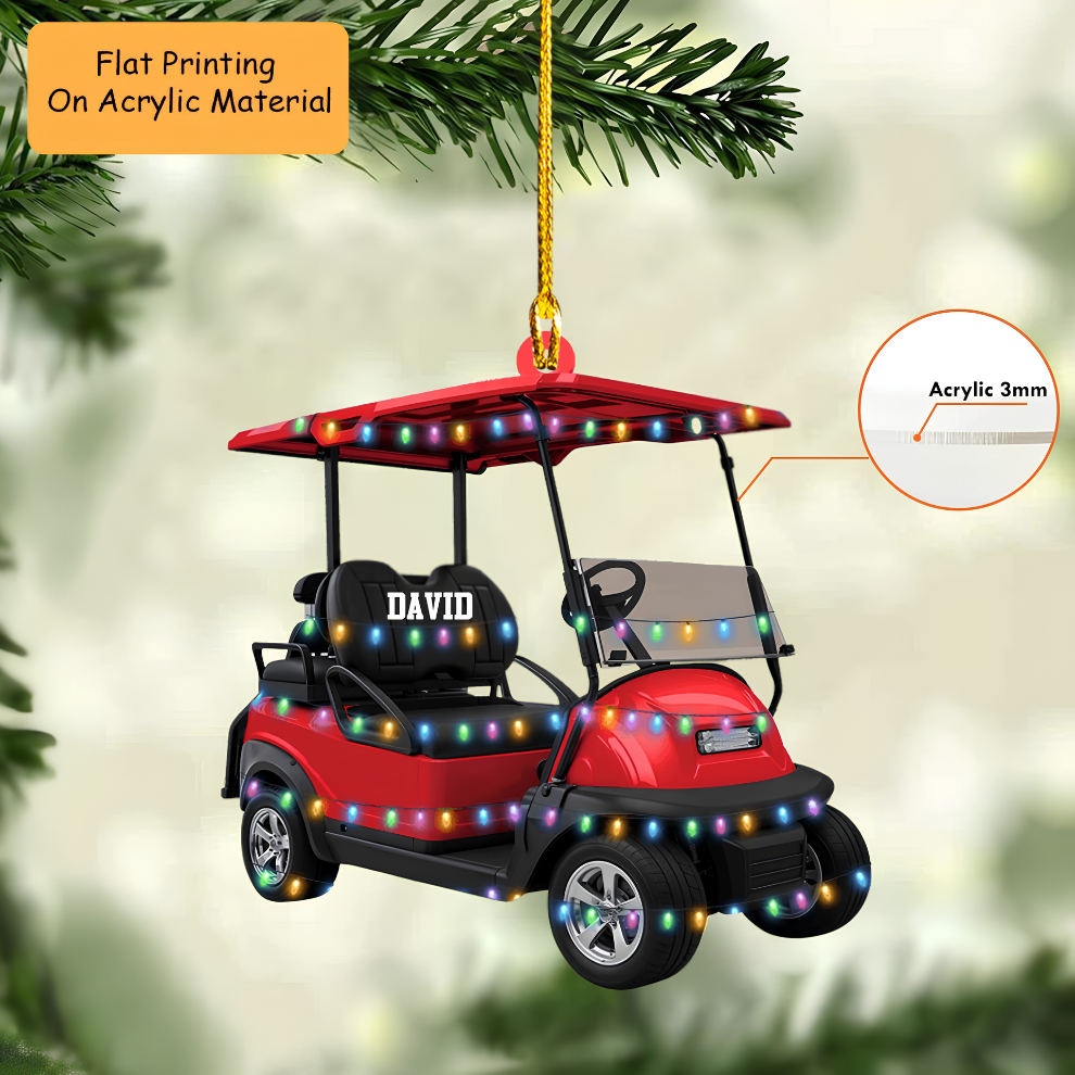 Personalized Golf  Cart Acrylic Ornament, Golf Keychain, Car Ornament, Christmas Ornament Gifts