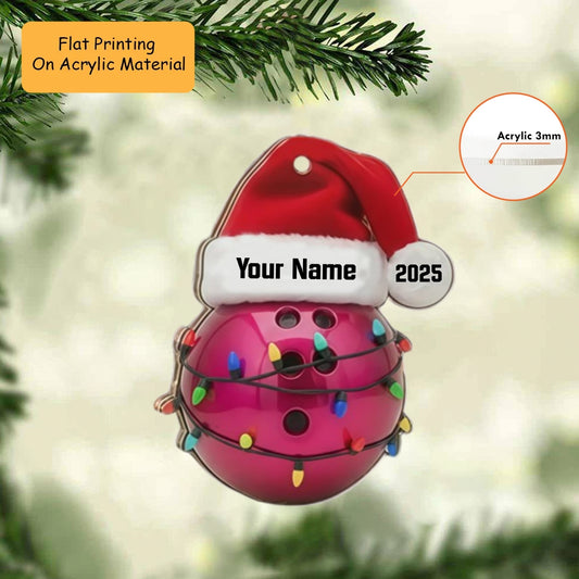 Personalized Bowling Ball Ornament, Bowling Christmas Keychain, Car Ornament, Christmas Ornament Gifts