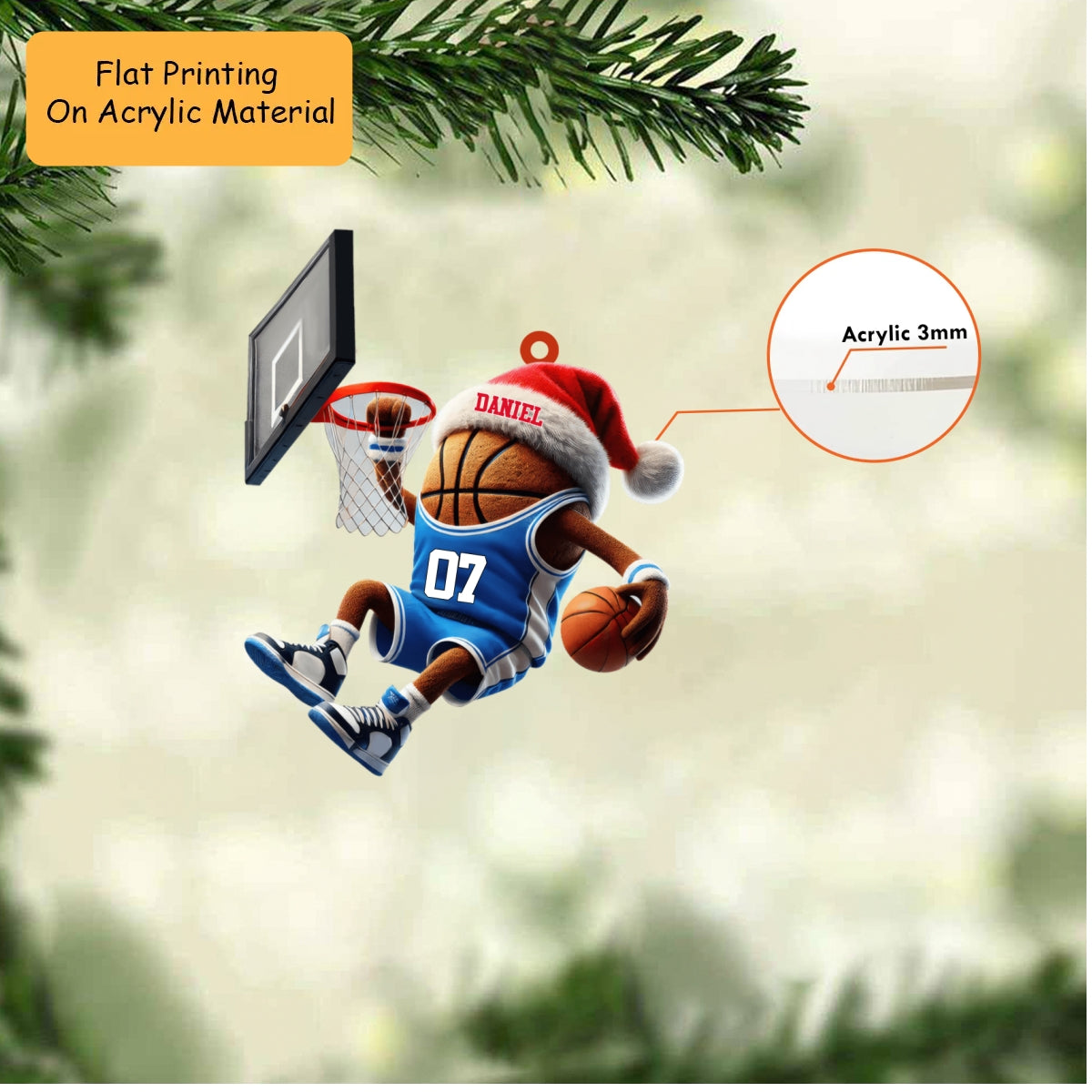 Personalized Basketball Christmas Ornament, Slam Dunk Mascot Jersey, Custom Ornament Christmas Gift, Keychain Bowling, Car Ornament Bowling