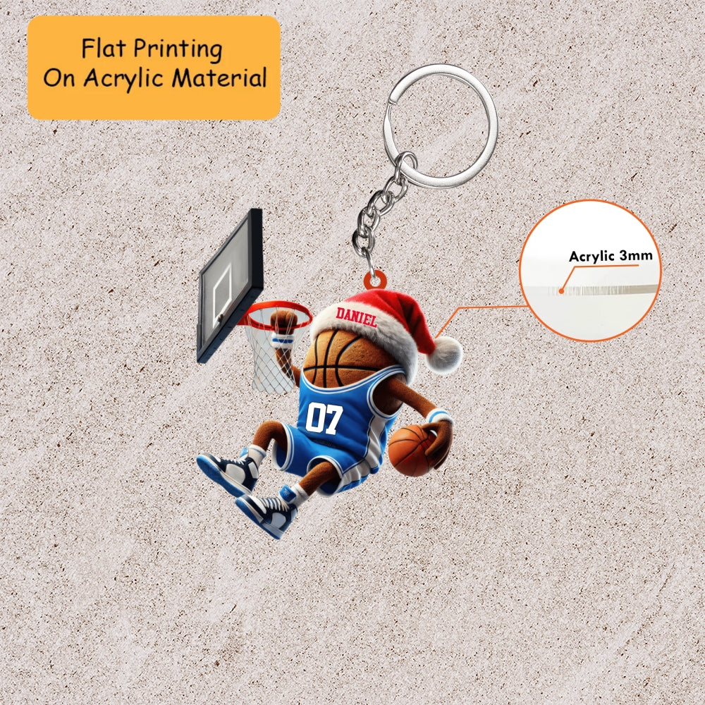 Personalized Basketball Christmas Ornament, Slam Dunk Mascot Jersey, Custom Ornament Christmas Gift, Keychain Bowling, Car Ornament Bowling