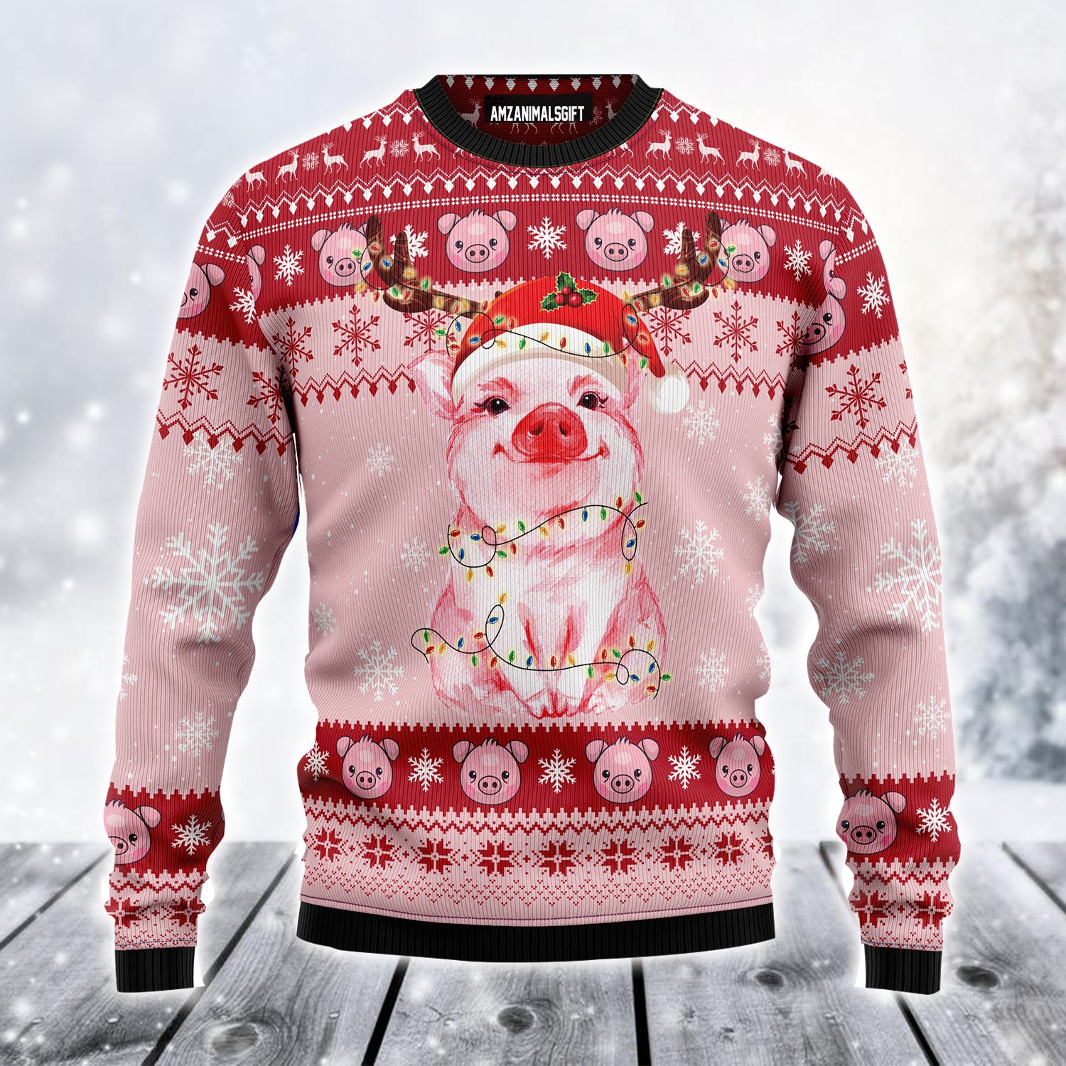 Lovely Pig Ugly Christmas Sweater, Christmas Light Ugly Sweater For Men & Women - Best Gift For Christmas, Friends, Pig Lovers