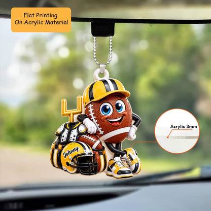 Personalized American Football Christmas Ornament, American Football Mascot Cute, Custom Ornament Christmas Gift, Keychain American Football, Car Ornament American Football