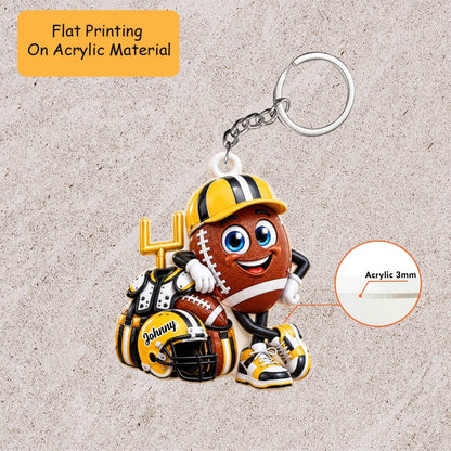 Personalized American Football Christmas Ornament, American Football Mascot Cute, Custom Ornament Christmas Gift, Keychain American Football, Car Ornament American Football
