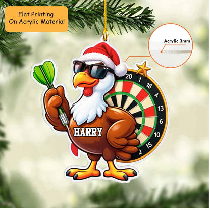 Personalized Dart Christmas Ornament, Chicken Plays Dart, Custom Ornament Christmas Gift, Keychain Dart, Car Ornament Dart