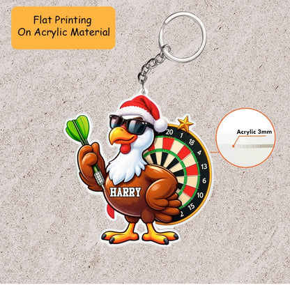 Personalized Dart Christmas Ornament, Chicken Plays Dart, Custom Ornament Christmas Gift, Keychain Dart, Car Ornament Dart