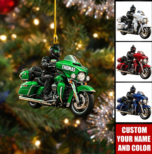 Personalized Motorcycle Christmas Ornament, Touring Bagger Rider Custom Name, Custom Ornament Christmas Gift, Keychain Motorcycle, Car Ornament Motorcycle