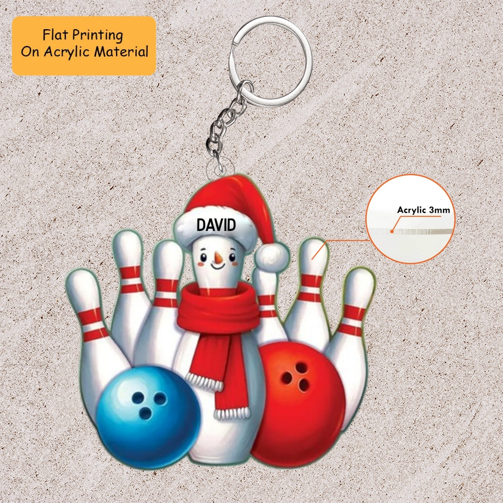 Personalized Bowling Christmas Ornaments, Bowling Christmas Keychain, Car Ornament, Christmas Ornament Gifts