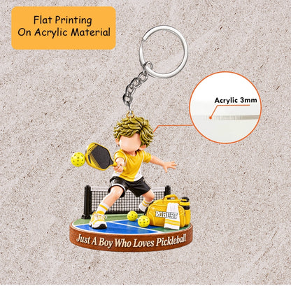 Personalized Pickleball Christmas Ornament, Just A Boy Who Loves Pickleball Court Setup, Custom Ornament Christmas Gift, Keychain Pickleball, Car Ornament Pickleball 