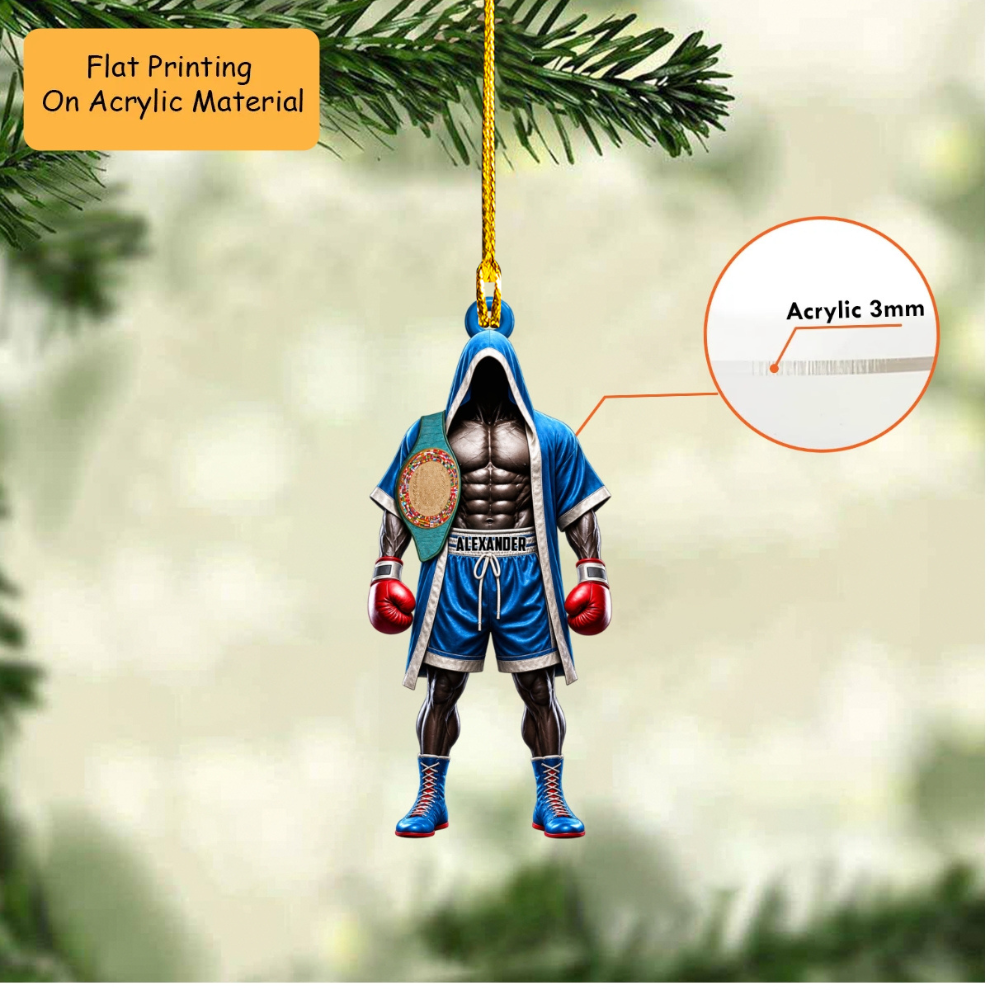 Personalized Boxing Christmas Ornament, Faceless Champion Robe, Custom Ornament Christmas Gift, Keychain Boxing, Car Ornament Boxing