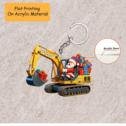 Personalized Excavator Christmas Ornament, Santa Drive Excavator, Custom Ornament Christmas Gift, Keychain Excavator, Car Ornament Excavator