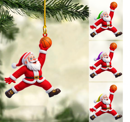 Personalized Basketball Christmas Ornament, Slam Dunk Santa Claus Mascot, Custom Ornament Christmas Gift, Keychain Basketball, Car Ornament Basketball
