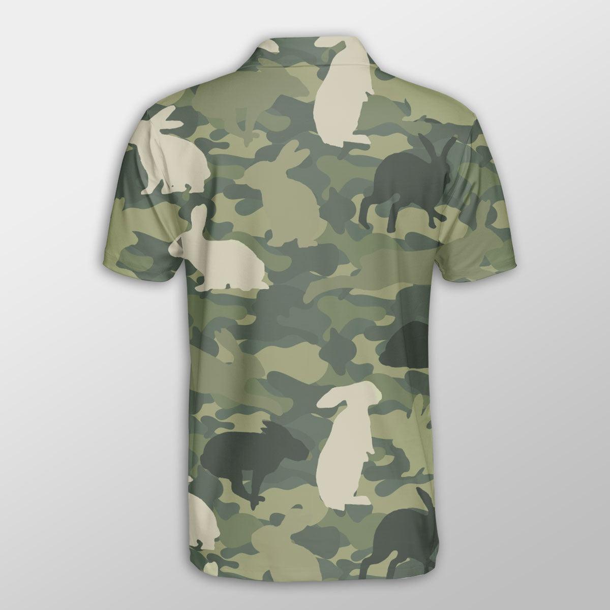 Rabbit Men Polo Shirts For Summer - Rabbit Camo Pattern Button Shirts For Men - Perfect Gift For Rabbit Lovers, Cattle Lovers - Amzanimalsgift