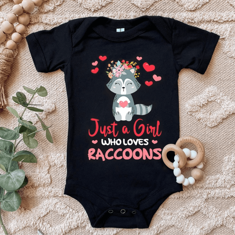 Raccoons Baby Onesies, Just A Girl Who Loves Raccoons Newborn Onesies - Perfect Gift For Baby, Baby Gift Onesie - Amzanimalsgift