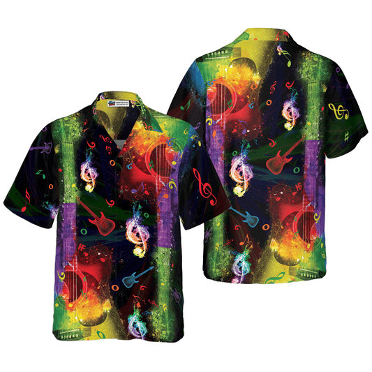 Rainbow Guitars Aloha Hawaiian Shirt For Summer, Colorful Cool Hawaiian Shirts Outfit For Men Women, Friend, Gift For Team, Music Guitar Lovers - Amzanimalsgift