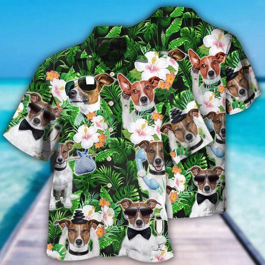 Rat Terrier Aloha Hawaii Shirt - Dog Green Tropical Style Hawaiian Shirt For Summer - Perfect Gift For Dog Lovers, Friend, Family - Amzanimalsgift