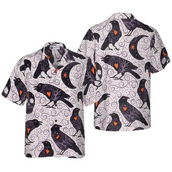 Raven And Skull Halloween Hawaiian Shirt, Halloween Shirt For Men And Women - Perfect Gift For Lover, Friend, Family - Amzanimalsgift