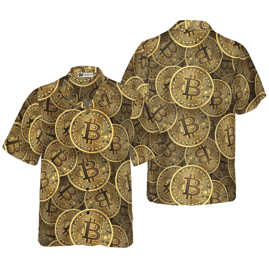 Realistic Seamless Bitcoin Cryptocurrency Hawaiian Shirt, Colorful Summer Aloha Shirt For Men Women, Perfect Gift For Friend, Family, Husband, Wife - Amzanimalsgift