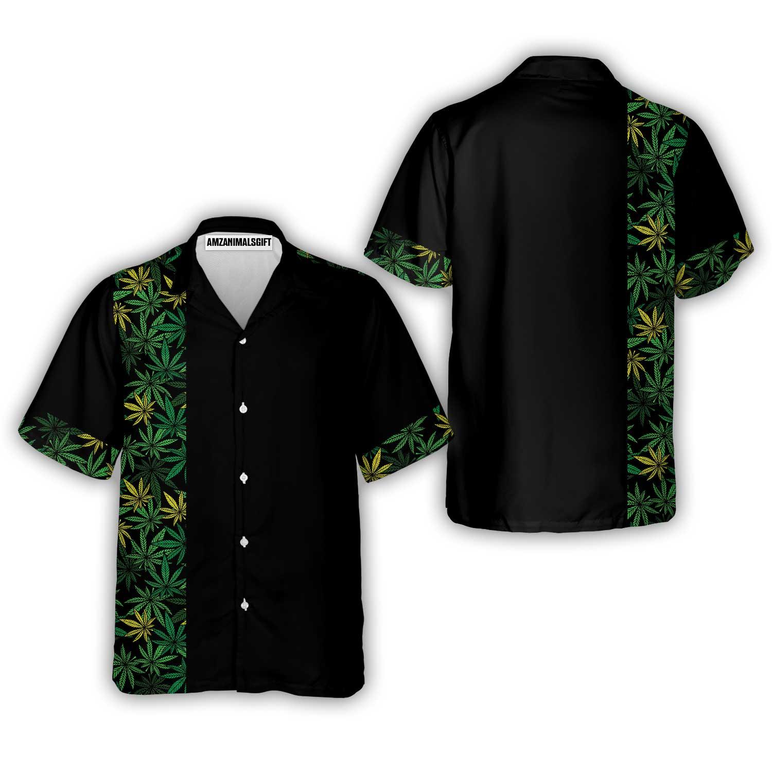 Retro Cannabis Marijuana Leaves Hawaiian Shirt, Colorful Summer Aloha Shirt For Men Women, Perfect Gift For Husband, Wife, Friend, Family - Amzanimalsgift