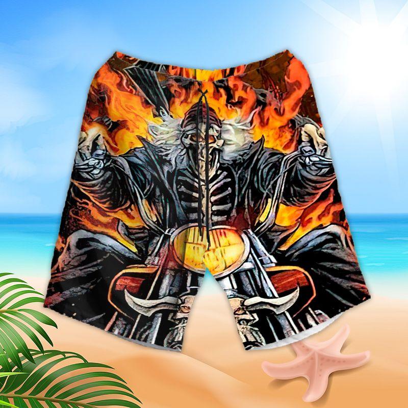Riding Motorcycle Aloha Hawaiian Shirts For Summer, Grim Reaper Rider Skull Burning Hawaiian Set For Men Women, Gift For Friend, Motorcycle Lovers - Amzanimalsgift