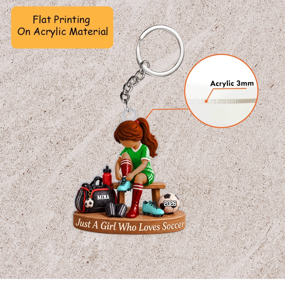 Personalized Soccer Girl Christmas Ornament, Tying Cleats With Gear Setup, Custom Ornament Christmas Gift, Keychain Soccer, Car Ornament Soccer