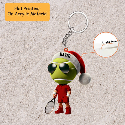 Personalized Cool Tennis Ball Player Christmas Ornament, Custom Bowling Christmas Gift, Keychain Bowling, Car Ornament Bowling