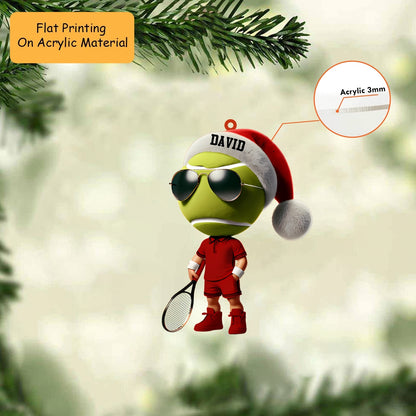 Personalized Cool Tennis Ball Player Christmas Ornament, Custom Bowling Christmas Gift, Keychain Bowling, Car Ornament Bowling