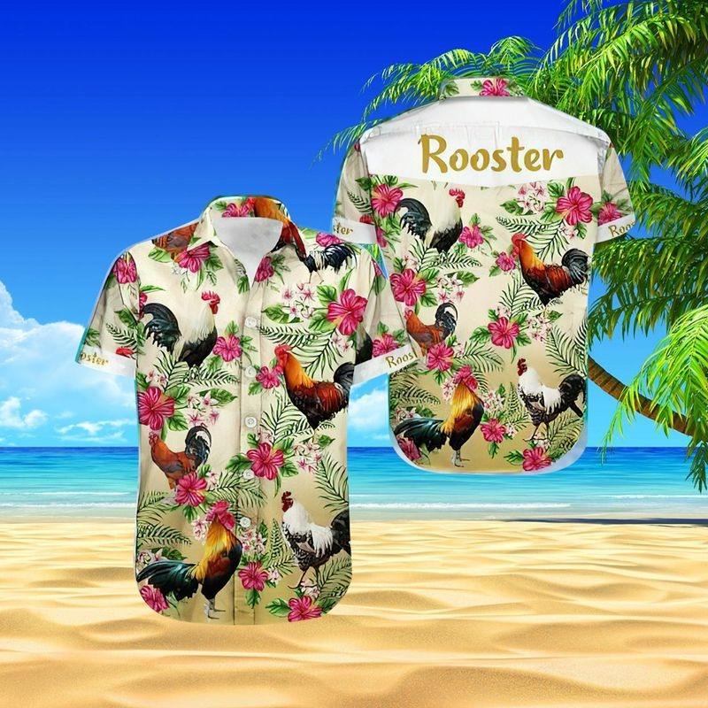 Rooster Aloha Hawaiian Shirt - Rooster Tropical Pattern Hawaiian Shirt, Tropical Flower Hawaiian Shirt For Men & Women, Rooster Lover - Amzanimalsgift