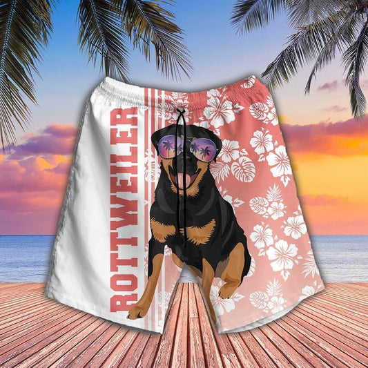 Rottweiler Aloha Hawaiian Shirt - Tropical Leaves Hawaiian Shirt, Rottweiler Sunglass Hawaiian Shirt For Men & Women, Rottweiler Lover - Amzanimalsgift