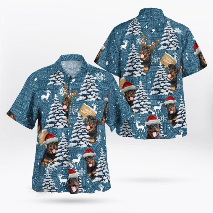 Rottweiler Christmas Hawaii Shirt - Dog Hawaii Shirt - Perfect Gift For Dog Lovers, Friend, Family - Amzanimalsgift