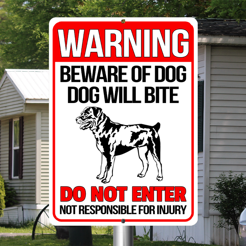 Rottweiler Dog Metal Signs - Warning Beware of Dog Will Bite Do Not Enter, Customized Dog Breed Metal Signs For House Decoration