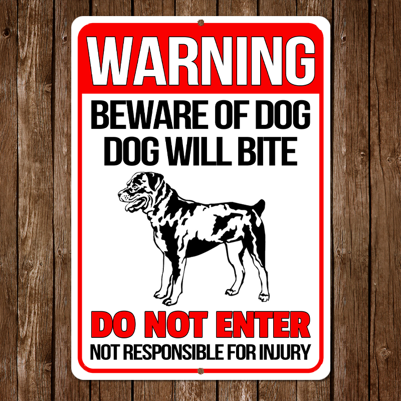 Rottweiler Dog Metal Signs - Warning Beware of Dog Will Bite Do Not Enter, Customized Dog Breed Metal Signs For House Decoration