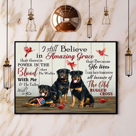 Rottweiler Landscape Canvas - Rottweiler I Still Believe In Amazing Grace Landscape Canvas - Gift For Dog Lovers, Rottweiler Owner, Friends, Family - Amzanimalsgift