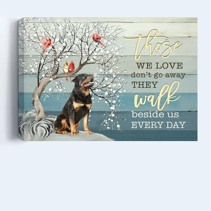 Rottweiler Landscape Canvas- Rottweiler, Under the tree, Snow Flower, Cardinal- Gift for dog lover- They walk beside us every day - Dog Landscape Canvas Prints, Wall Art - Amzanimalsgift