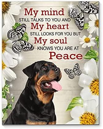 Rottweiler My Mind Still Talks To You And My Heart- Matte Canvas, Wall Decor Visual Art - Perfect Gift For Rottweile Dog Owner, Breeder Or Dog Groomer Who Loves This Breed - Amzanimalsgift