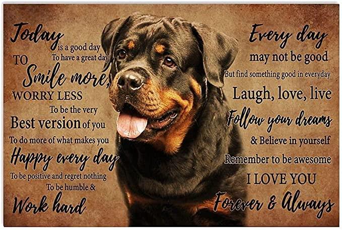 Rottweiler Today Is A Good Day To Have A Great Day To Smile More Worry Less - Matte Canvas, Wall Decor Visual Art - Perfect Gift For Rottweile Dog Owner, Breeder Or Dog Groomer Who Loves This Breed - Amzanimalsgift
